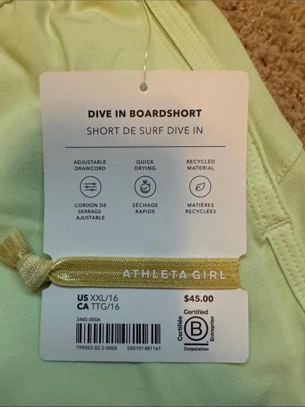 Athleta Lime Green Dive in Boardshorts - Picture 4 of 5